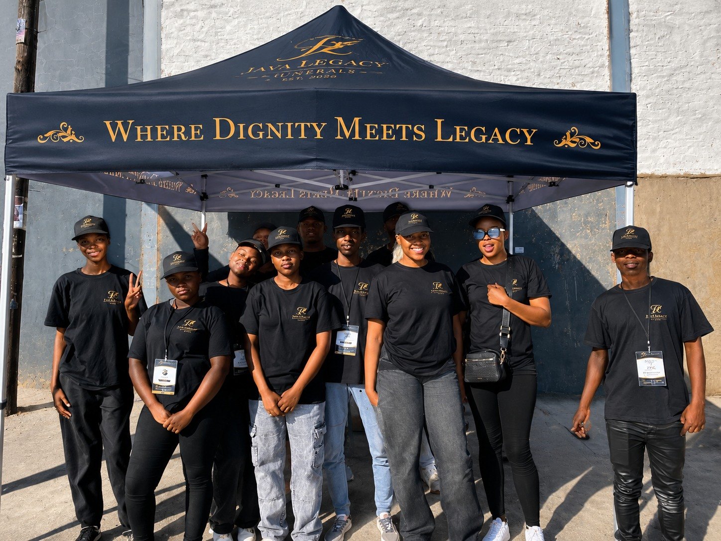 The Java Legacy Funerals team under the branded gazebo at a community activation