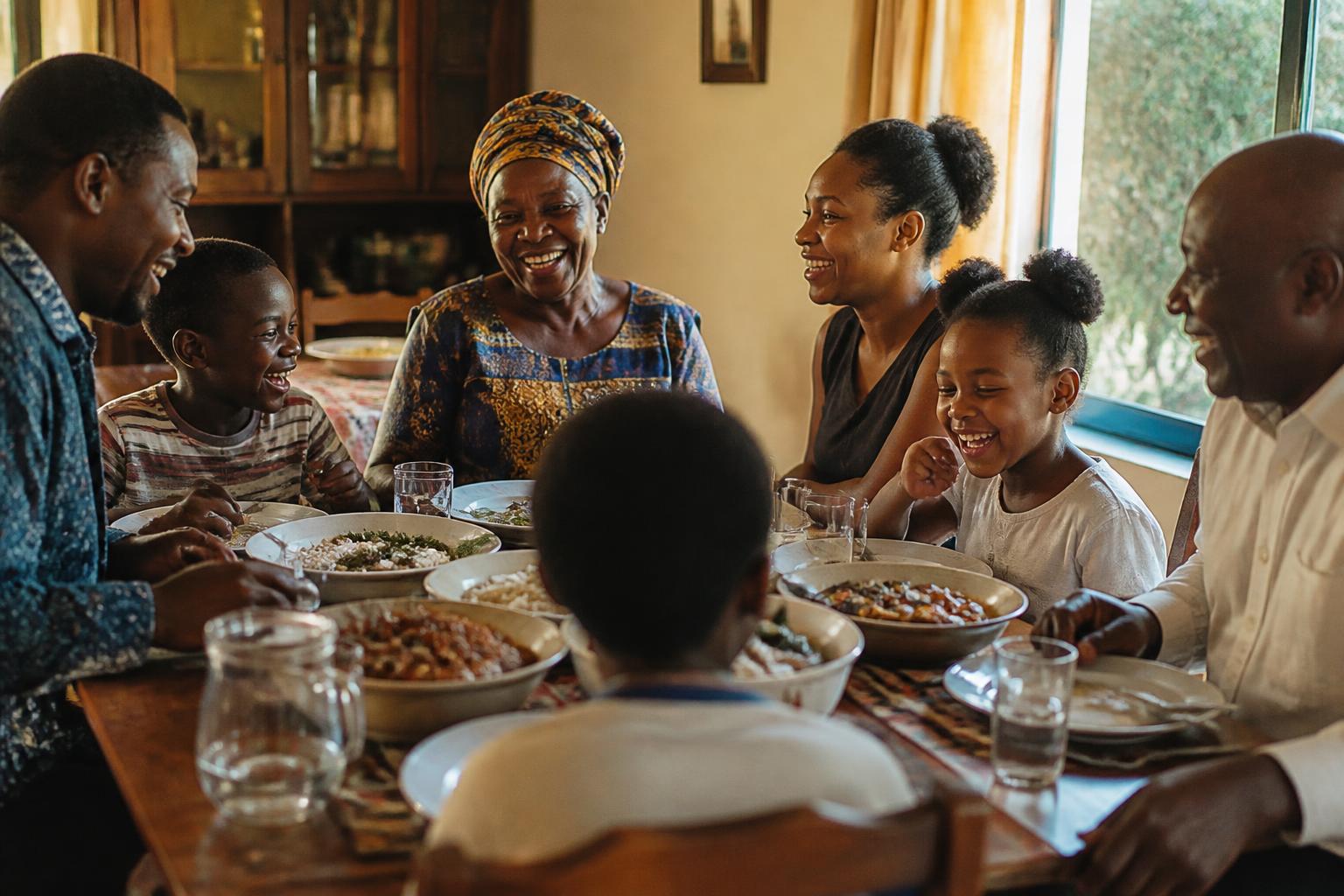 Family sharing a meal at home