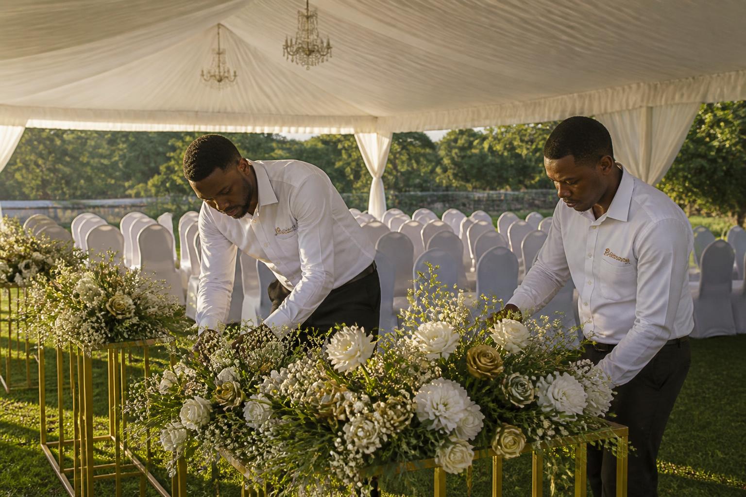 Java Legacy team dressing the funeral gazebo